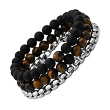 Load image into Gallery viewer, 3-Piece Set: Men's Black Lava Bracelets
