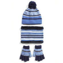 Load image into Gallery viewer, 3-Piece Set: Winter Kids Knitted Warm Beanie Hat and Glove for 4-7 Years Old
