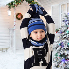 Load image into Gallery viewer, 3-Piece Set: Winter Kids Knitted Warm Beanie Hat and Glove for 4-7 Years Old

