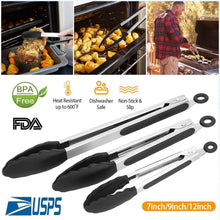 Load image into Gallery viewer, 3-Pieces: Kitchen Tongs Stainless Steel with Silicon
