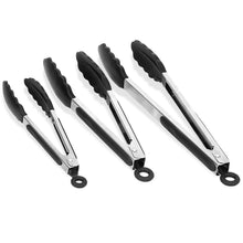 Load image into Gallery viewer, 3-Pieces: Kitchen Tongs Stainless Steel with Silicon
