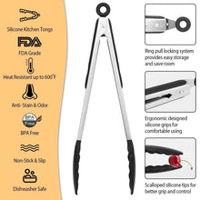 Load image into Gallery viewer, 3-Pieces: Kitchen Tongs Stainless Steel with Silicon
