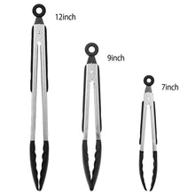 Load image into Gallery viewer, 3-Pieces: Kitchen Tongs Stainless Steel with Silicon
