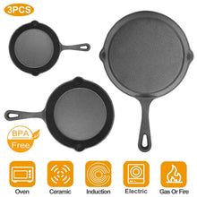 Load image into Gallery viewer, 3-Pieces: Pre-Seasoned Cast Iron Skillet
