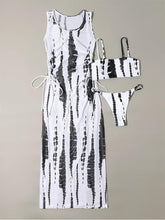 将图片加载到图库查看器，3 Pieces Set High Neck Swimwear Female Swimsuit Cover-Ups For Women Skirts Bikini Halter Triangle Bathing Suit Maxi Dress Bikini Cover Up
