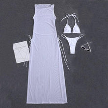将图片加载到图库查看器，3 Pieces Set High Neck Swimwear Female Swimsuit Cover-Ups For Women Skirts Bikini Halter Triangle Bathing Suit Maxi Dress Bikini Cover Up
