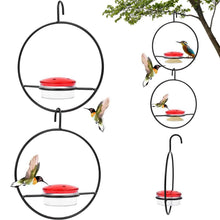 Load image into Gallery viewer, 3-Pieces: Stackable Hanging Humming Bird Feeder with Metal Frame &amp; Red Plastic Bowl
