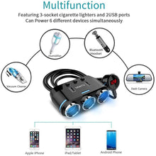 将图片加载到图库查看器，3 Socket Cigarette Lighter Splitter

