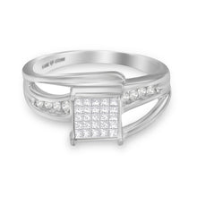 Load image into Gallery viewer, 10K White Gold 1/3 Cttw Invisible Set Princess-cut Diamond Cluster Bypass Ring (H-I Color, SI1-SI2 Clarity) - Ring Size 7
