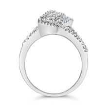 Load image into Gallery viewer, 14K White Gold 1-1/2 Cttw Round and Baguette Diamond Bypass Cocktail Ring Band (H-I Color, SI1-SI2 Clarity) - Size 7
