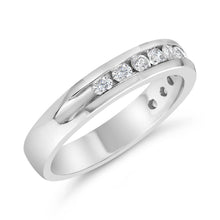 Load image into Gallery viewer, IGI Certified 1/2 Cttw Round Brilliant Cut Diamond 18K White Gold Channel Set Eternity Style Wedding Band Ring (H-I Color, I1-I2 Clarity) - Size 7
