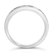 Load image into Gallery viewer, .925 Sterling Silver 1/2 Cttw Princess-Cut Diamond Channel-Set Half-Eternity Wedding or Anniversary Band Ring (H-I Color, I2 Clarity) - Size 6
