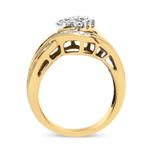 Load image into Gallery viewer, 10K Yellow and White Gold 3/4 Cttw Diamond Cluster and Swirl Ring (H-I Color, I1-I2 Clarity)
