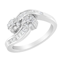 Load image into Gallery viewer, 14K White Gold Round and Baguette Diamond Bypass Ring (1/2 cttw, H-I Color, I1-I2 Clarity) - Ring Size 6
