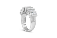 Load image into Gallery viewer, .925 Sterling Silver 1.0 Cttw Baguette Cut Diamond Vertical Channel Fluted Multi-Row Unisex Fashion Wedding Ring (H-I Color, I1-I2 Clarity) - Size 6-3/4
