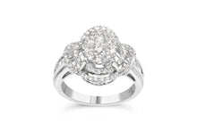 Load image into Gallery viewer, 14K White Gold 1.0 Cttw Round &amp; Baguette Cut Diamond Floral Cluster Quatrefoil Channel Set Band Cocktail Statement Ring (H-I Color, SI2-I1 Clarity) - Size 6-3/4
