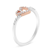 Load image into Gallery viewer, 14K Rose Gold Plated and White .925 Sterling Silver 1/5 Cttw Round-Cut Diamond Open Heart Promise Ring (I-J Color, I2-I3 Clarity) - Ring Size 7
