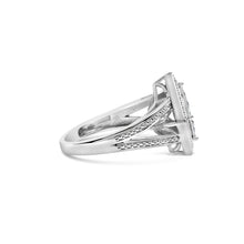 Load image into Gallery viewer, .925 Sterling Silver 1/3 Cttw Invisible Set Princess-Cut Diamond Rhombus and Beaded Halo Ring (H-I Color, SI1-SI2 Clarity) - Ring Size 7
