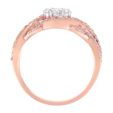 Load image into Gallery viewer, 10K Rose Gold 3/4 Cttw Diamond Floral Cluster Head and Twisted Shank Cocktail  Ring (H-I Color, SI1-SI2 Clarity)- Size 7
