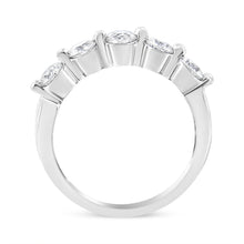 将图片加载到图库查看器，14K White Gold 1.00 Cttw Brilliant Round Cut Diamond 5-Stone Band Ring (H-I Color, SI2-I1 Clarity) - Ring Size 7
