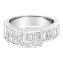 Load image into Gallery viewer, 14K White Gold 2.0 Cttw Channel-Set Princess and Baguette-Cut Diamond Bypass Ring Band (G-H Color, SI1-SI2 Clarity) - Ring Size 6.5
