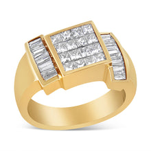 将图片加载到图库查看器，14K Yellow Gold 1 5/8 Cttw Invisible-Set Princess and Baguette Diamond Cocktail Band Ring
