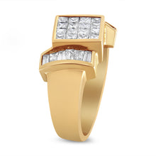 将图片加载到图库查看器，14K Yellow Gold 1 5/8 Cttw Invisible-Set Princess and Baguette Diamond Cocktail Band Ring
