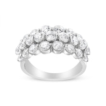 将图片加载到图库查看器，10K White Gold 2 1/2 Cttw Round Natural Diamond 3 Row Band Ring (I-J Color, I1-I2 Clarity) - Ring Size 7
