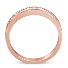 将图片加载到图库查看器，10K Rose Gold over .925 Sterling Silver 1/5 Cttw Diamond Channel-Set Stackable Band Ring (H-I Color, I1-I2 Clarity) - Size 6 3/4
