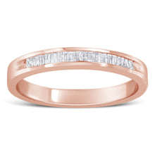 将图片加载到图库查看器，10K Rose Gold over .925 Sterling Silver 1/5 Cttw Diamond Channel-Set Stackable Band Ring (H-I Color, I1-I2 Clarity) - Size 6 3/4
