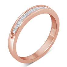 将图片加载到图库查看器，10K Rose Gold over .925 Sterling Silver 1/5 Cttw Diamond Channel-Set Stackable Band Ring (H-I Color, I1-I2 Clarity) - Size 6 3/4
