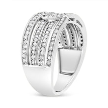 Load image into Gallery viewer, .925 Sterling Silver 1/2 Cttw Diamond Multi-Row Bypass Band Ring (I-J Color, I3 Clarity) - Size 7
