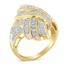 将图片加载到图库查看器，10K Yellow Gold Diamond Bypass Cocktail Ring (1 1/5 Cttw, I-J Color, I2-I3 Clarity) - Size 8
