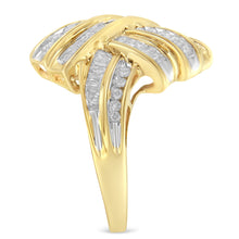 将图片加载到图库查看器，10K Yellow Gold Diamond Bypass Cocktail Ring (1 1/5 Cttw, I-J Color, I2-I3 Clarity) - Size 8
