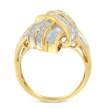 Load image into Gallery viewer, 10K Yellow Gold Plated .925 Sterling Silver 1.0 Cttw Round &amp; Baguette Diamond Knot Channel Statement Ring (I-J Color, I2-I3 Clarity) - Size 6
