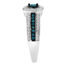 Load image into Gallery viewer, .925 Sterling Silver Treated Blue Miracle-Set Diamond Engagement Ring (1/2 Cttw, J-K Color, I1-I2 Clarity) - Size 6

