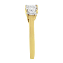 将图片加载到图库查看器，10K Yellow Gold Princess-Cut Diamond Three Stone Band Ring (1 Cttw, J-K Color, I1-I2 Clarity) - Size 6
