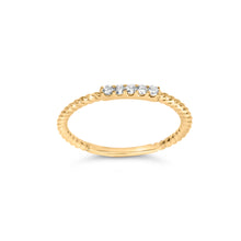 Load image into Gallery viewer, 10K Yellow Gold 1/10 Cttw Diamond 5 Stone Braided Shank Band Ring (I-J Color, I2-I3 Clarity)- Ring Size 6
