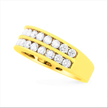 将图片加载到图库查看器，10K Yellow Gold Two-Row Diamond Band Ring (1 Cttw, J-K Color, I1-I2 Clarity) - Size 6

