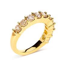 Load image into Gallery viewer, 14K Yellow Gold Plated .925 Sterling Silver 2.0 Cttw Round Brilliant Cut Diamond 10 Stone Anniversary Band Ring (J-K Color, I1-I2 Clarity) - Size 6

