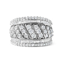 Load image into Gallery viewer, .925 Sterling Silver 2.00 Cttw Diamond Fashion Multi Row Cocktail Ring (H-I Color, I2-I3 Clarity) - Ring Size 7
