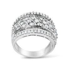 Load image into Gallery viewer, .925 Sterling Silver 2.00 Cttw Diamond Fashion Multi Row Cocktail Ring (H-I Color, I2-I3 Clarity) - Ring Size 7
