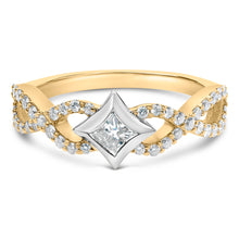 Load image into Gallery viewer, 10K Two Tone Color 5/8 Cttw Diamond Kite and Twist Shank Ring (H-I Color,SI2-I1 Clarity)
