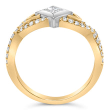 Load image into Gallery viewer, 10K Two Tone Color 2/3 Cttw Diamond Kite and Twist Shank Ring (H-I Color,SI2-I1 Clarity)
