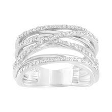 Load image into Gallery viewer, .925 Sterling Silver 1/4 Cttw Prong Set Round-Cut Diamond Bypass Ring (I-J Color, I1-I2 Clarity) - Size 7
