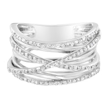 Load image into Gallery viewer, .925 Sterling Silver 1/4 Cttw Prong Set Round-Cut Diamond Bypass Ring (I-J Color, I1-I2 Clarity) - Size 7
