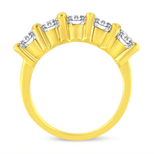 Load image into Gallery viewer, 14K Yellow Gold Plated .925 Sterling Silver 2.0 Cttw Shared Prong Set Diamond 5 Stone Wedding Band Ring (J-K Color, I1-I2 Clarity) - Size 7
