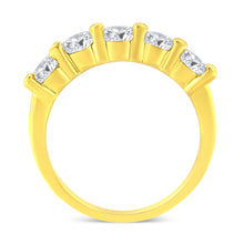 Load image into Gallery viewer, 14K Yellow Gold Plated .925 Sterling Silver 1 1/2 Cttw Shared Prong Set Brilliant Round-Cut Diamond Anniversary or Wedding Band Ring (K-L Color, SI2-I1 Clarity) - Size 7
