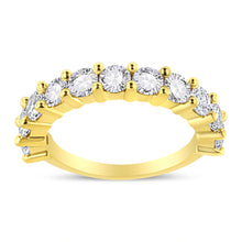 Load image into Gallery viewer, 14K Yellow Gold Plated .925 Sterling Silver 2.00 Cttw Shared Prong Set Round-Diamond 11 Stone Band Ring (J-K Color, I1-I2 Clarity) - Size 7
