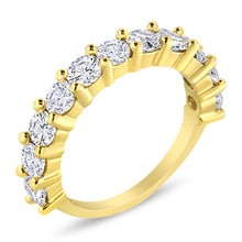 Load image into Gallery viewer, 14K Yellow Gold Plated .925 Sterling Silver 2.00 Cttw Shared Prong Set Round-Diamond 11 Stone Band Ring (J-K Color, I1-I2 Clarity) - Size 7
